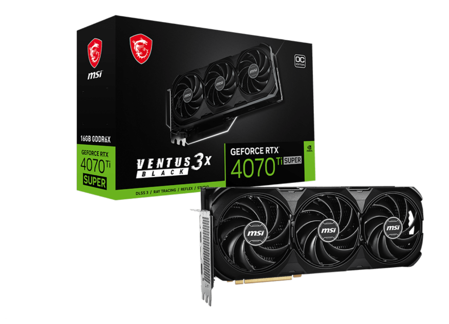 微星 RTX 4070 Ti SUPER 16G VENTUS 3X BLACK OC 万图师显卡曝光，搭载强悍AD10